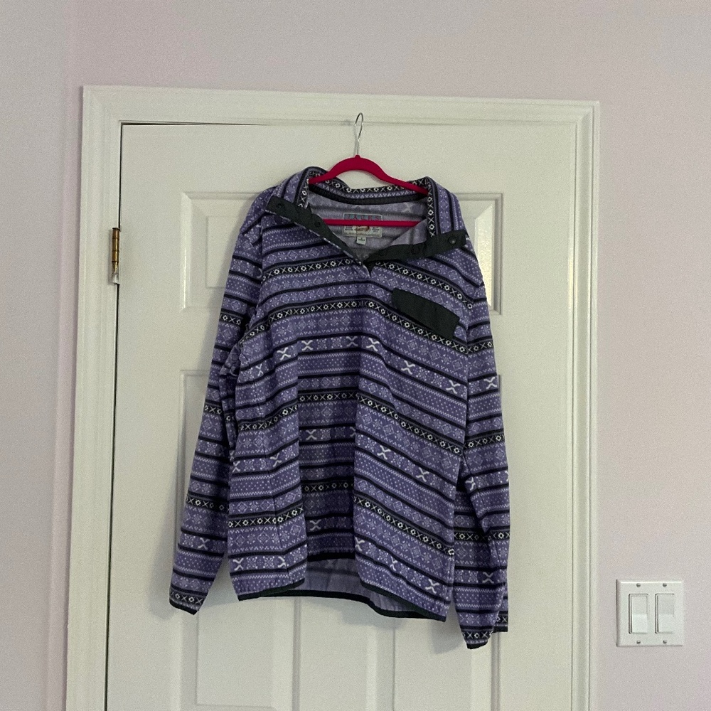 Jachs Sweater Womens Extra Large Purple Pullover Fleece Cabin Cotton
